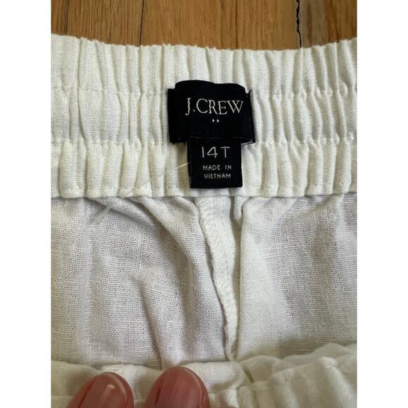 NWOT J.Crew Women’s 14T Pants White Seaside Linen Blend Pull On Trouser Summer - Picture 7 of 13